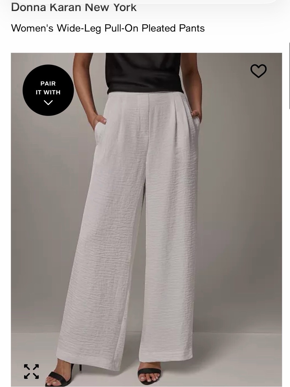 Donna Karen Women's White Wide-Leg Pull-On Pleated Pants